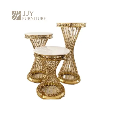 JJY-YHZ-C002 Luxurious Ornate Wedding Decoration Golden Stainless Steel Cake Stand