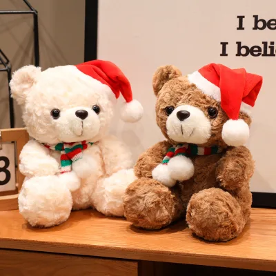 Christmas Teddy Bear Plush Toy with PP Cotton Filling Washed Stress Relief Function Super Soft Plush Gift for Girls Children