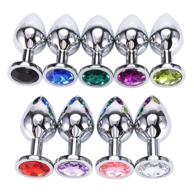 Body Care Silver Anal Plug Metal with Jewel Cheap Anal Dilator Small Crystal Butt Plug for Women Medium Size