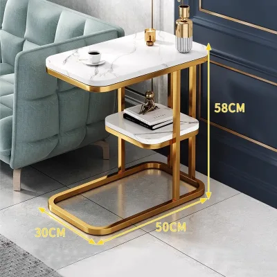 Modern Double Storage Coffee Table with Metal Shelf Extendable and Portable for Living Room Bedroom or Home Office Furniture