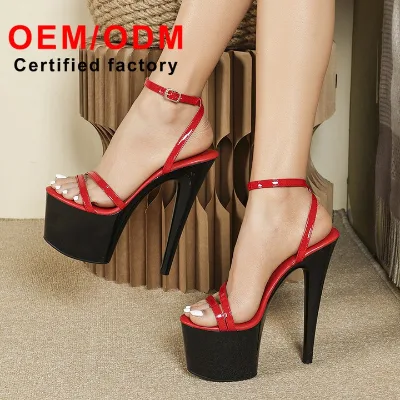 New Style Platform Stiletto Patent Leather Ankle Strap Women's Spring Runway Nightclub Sexy High-Heeled Shoes Foreign