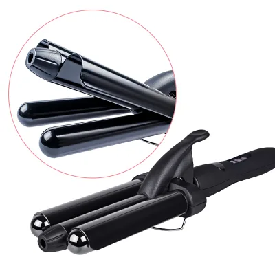 Professional Salon Electric Triple Barrel Hair Curler with Tourmaline Coating PTC Heater & LED Temperature Display