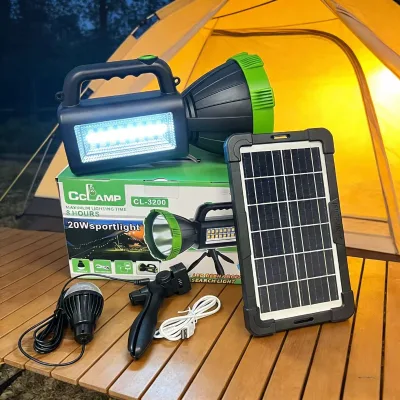 Multifunctional Outdoor Adventure Camping Road Office Garden Use Built-in Emergency Battery 3 Light Modes DC Solar Input Warm
