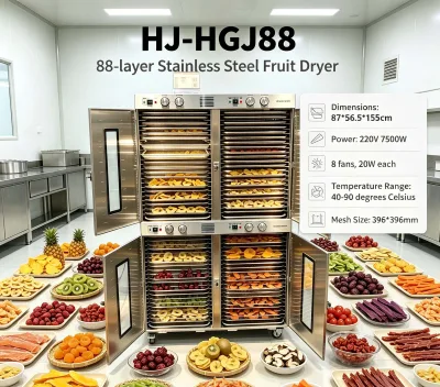 80 Trays 4 Independent Cabinets Factory Supply Stainless Steel Fruits Food Dryer Machine Food Dehydrator Grain Dryer HJ-DHS-080