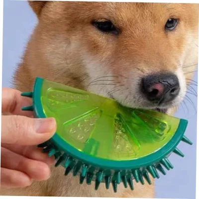 TPR Watermelon Cute Fruit Design Dog Chew Toys Puppy Summer Cooling Teeth Clean Freezable Rubber Squeaky Eco-Friendly Pet Toys
