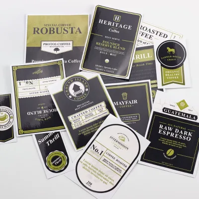 Self Adhesive Waterproof Food Labels Printing,Packed Coffee Cup Stickers for Plastic Cup Labels