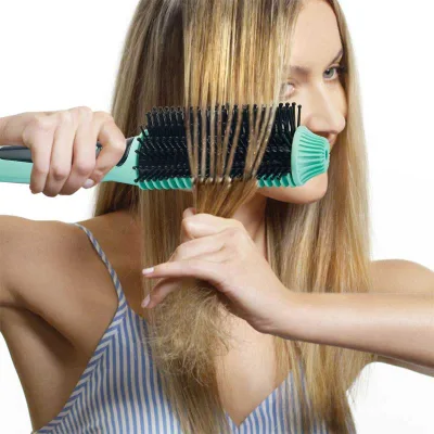 Professional Salon 2 in 1 Ptc Heating Ionic Brush Hair Straightener
