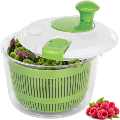 5QT Manual Lettuce Spinner With Secure Lid Lock Fruit and Vegetable Washer Spin and Dry Salad Greens Spinner
