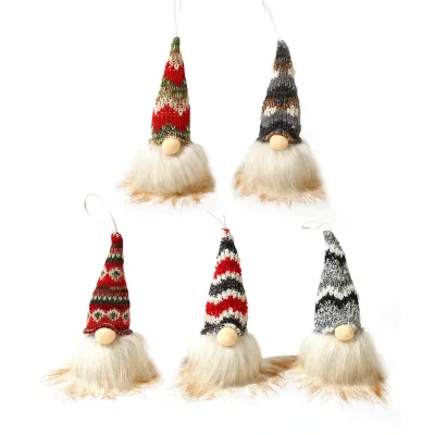 Christmas Plush Forester Luminous Ornaments Faceless Doll Knitting Wool Rudolph Santa Claus Christmas Decoration Lights