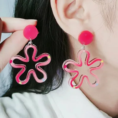 5 Colors Acrylic Drop Earrings Circle Hollow Flower Earrings for Women Girls Jewelry Minimalist Gifts Dangle Earrings Dropshippi