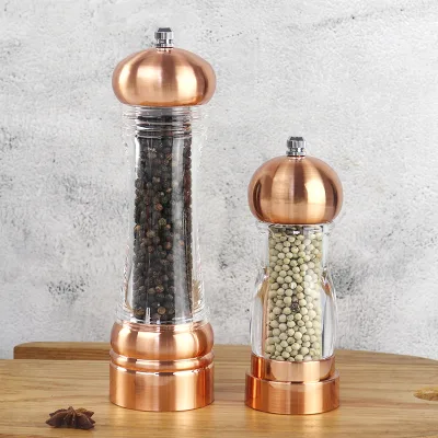 Rose Gold Manual Pepper & Sea Salt Grinder Transparent Visible Herb & Spice Shaker Refillable Miller Tool