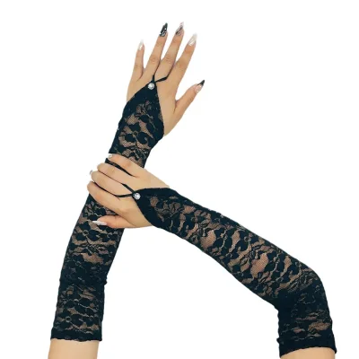 Long Opera Party 20s Fingerless Lace GlovesLong Fingerless Lace Gloves for WomenLace Elbow Length Gloves for Prom Wedding Part