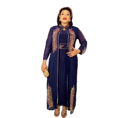 2025 African Wedding Party Dresses for Women Spring Autumn African Long Sleeve Red Black Blue White Long Dress Suit Muslim Abaya