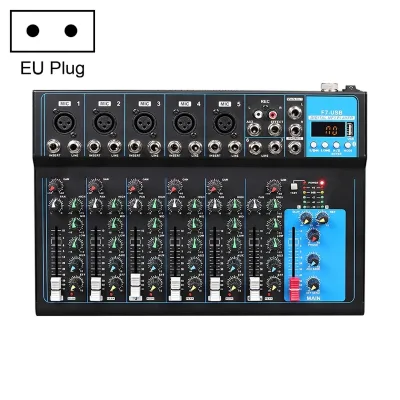 F7 Home 7-channel Wireless USB Reverb Mixer, EU Plug(Black)