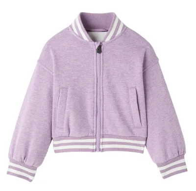 Girls' Autumn Knitted Solid Zipper-Up Sweatshirt with Custom Logo