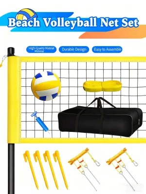 Outdoor Volleyball Net Set for Beach and Yard Heavy Duty Volleyball Net with Ball Perfect for Backyard or Beach Games