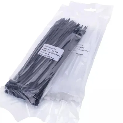 CE ROHS UV Resistant Black Self-Locking Nylon 66 Cable Ties Plastic Zip Tie Wrap at 200mm 400mm 350mm Lengths