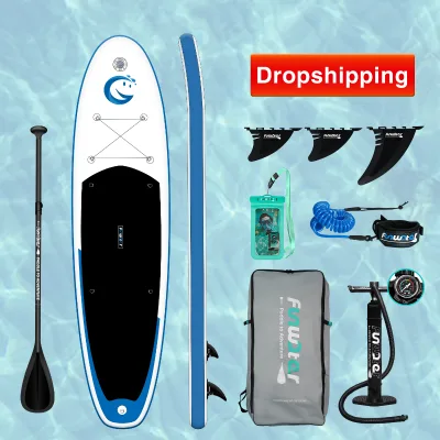 Dropshipping Factory Supply for Blue Inflatable SUP Paddle Board with Drop Stitch Material Fins Hand Pump & Accessories