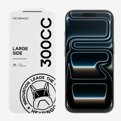 HD 300CC Edgeless Film 0.55mm Thick Grade AAA Anti-Fingerprint Transparent 3D High-Alumina Tempered Glass Case for 17 Pro