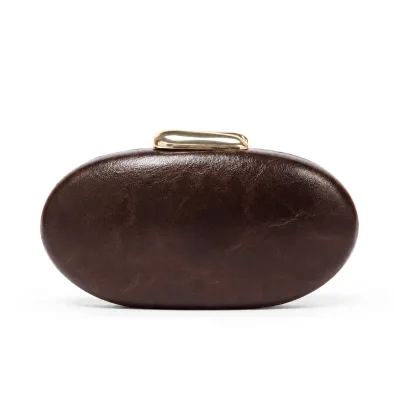Women's Coffee Evening Wallet Bag Fashionable Women's Lock Oval Clutch High Sense PU Makeup Bag Commute Prom Wedding Party Purse