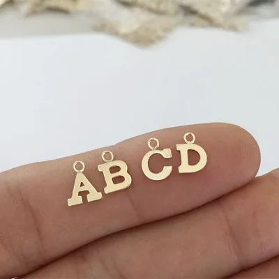 GP 5.7mm 24 Gauge 0.5mm Thick A-Z 14K Gold Filled Initial Alphabet Letter Pendant Uppercase Charm Permanent Jewelry Chains
