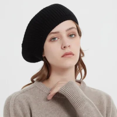 Jancoco Custom Chunky Ribbed Knit Hat Women Fitted Slouch French Style Pure Wool Beret for Autumn Winter Warm