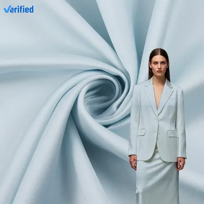 100% Polyester Lightweight Satin Weave Comfortable Skin-friendly Wedding Fabric Sky Blue in Stock Supply