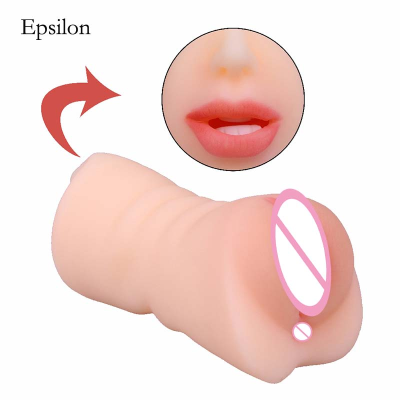 Epsilon Mouth And Vagina Ass True Touch Male Masturbation Cup Sex Toy For Men