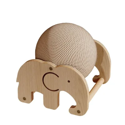 Ferris Wheel Sisal Cat Scratching Ball, Standing Roller Cat Scratcher Toy, Bear & Elephant Self-Entertainment Cat Clawing Toy