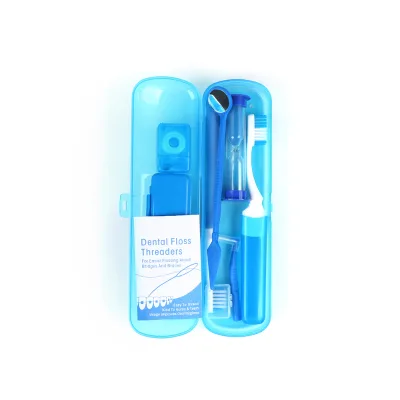 Dental Portable Orthodontic Toothbrush Kit Red Toothbrush Bag Oral Care Kit Orthodontic Care Kit for Braces