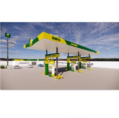 Low Cost Customized Steel Structure Gas/Diesel Station with Square Tube Columns and Beams for Container Workshop