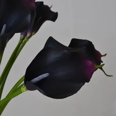 Burgundy Wine Single Stem White Calla Lily Artificial Flowers Handmade Real Touch EVA for Wedding
