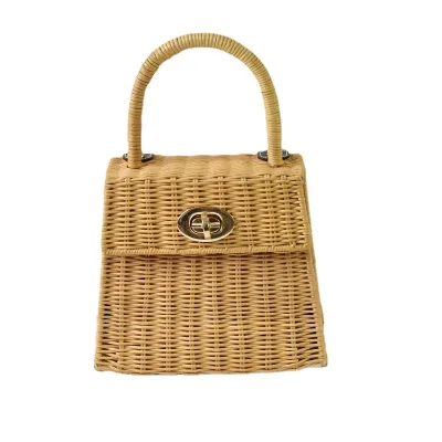 Hot Sale Fashionable Rattan Woven Handbag Summer Beach Bag for Female