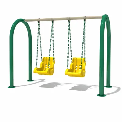 Kids Metal Garden Swing Set with Two Seats Popular Easy Assemble Kids Climbing Hanging Rope Saucer for School, Home and Park Use
