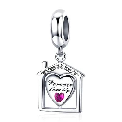 Love and Happiness Cottage Diy Bracelet Pendant with love Family 925 Sterling Silver Beaded Jewelry BSC502