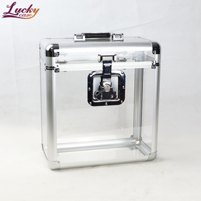 12"Portable Transparent CD&LP Aluminum Case Acrylic Record DVD Disc Storage Case CD Collection Box for 30+
