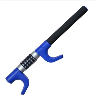 Universal Anti-Theft Steering Wheel Lock - Adjustable Black and Blue Steel Design with Passcode Protection