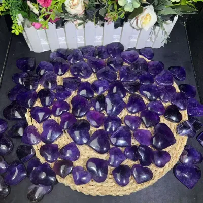 High Quality Amethyst Heart Wholesale Gemstone Healing Crystal Heart Stone for Grounding and Meditation Hearts for Sale