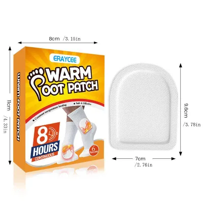 Disposable Foot Warm Patch 6 Pcs Per Box 8 Hours Lasting Heat Foot Warmer Sticker Winter Self Heating Foot Pad for Cold Weather
