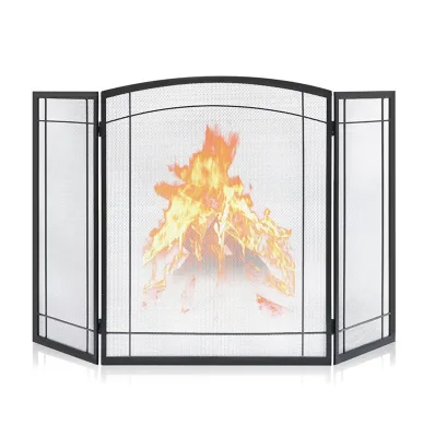 Black Modern Indoor Baby-Safe Firewood Burning Stove Accessory Fireplace Screen for Home Decoration