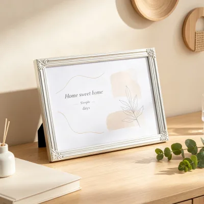 2026 New Arrival European Carved Pattern Silver-Plated Metal Photo Frame, Horizontal & Vertical Picture Display