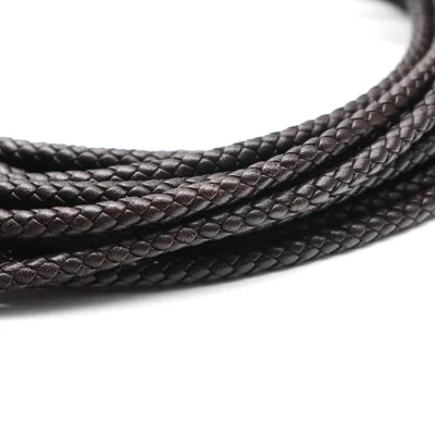 Luxury Handmade Braided Genuine Lamb Leather Cord 4mm 5mm 6mm Sizes Coffee Pattern Jewelry Findings Wholesale for Jewelry Making