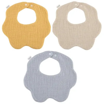 Crinkle Gauze Baby Bib, Class A Cotton Petal Drool Bandana, Newborn Feeding Bib, Soft Washable Bibs for 0-2 Years (Wholesale)