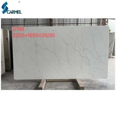 Modern Custom Home Kitchen Bathroom Countertops Polished White Water Resistant Quartz Stone/ Marble Vanity Tops Table Tops