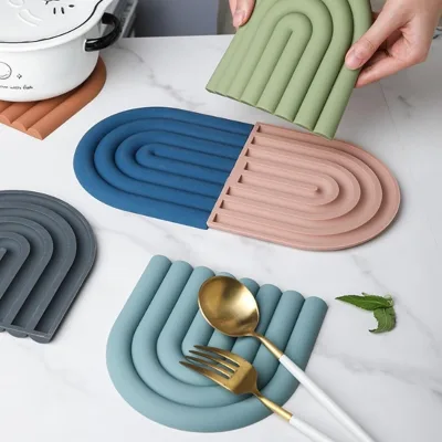 BPA Free Silicone Microwave Mat Silicone Trivet Mat Heat Resistant Mat Silicone Pot Holders Pad