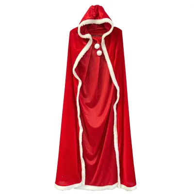 Christmas Performance Costumes Cape Girls' Clothes Shawls White Borders Paux Lamb Flannel Red Long Cloaks