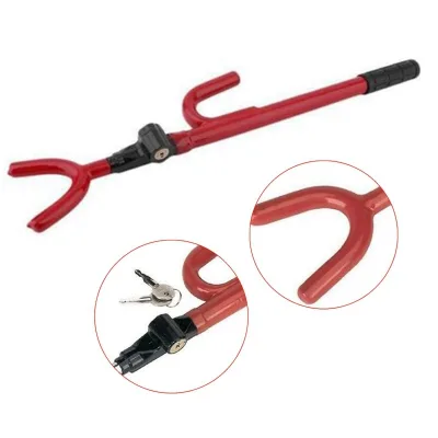 GUTO Adjustable Multifunctional Car Anti-theft Lock Steering Wheel Lock and Brake Lock Weather Resistant Metal Construction