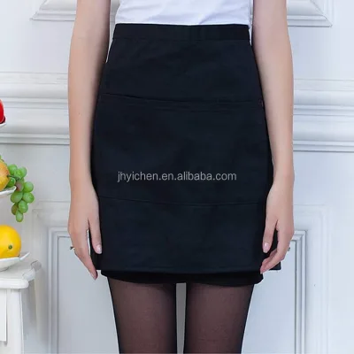 Custom Cotton Half Apron for Waiter Waterproof Apron With Pockets Waist Apron for Cafe & Kitchen