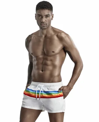 Men's Fashion Board Shorts & Swim Trunks Casual Thin Pants with Rainbow Lining for Beach Sports