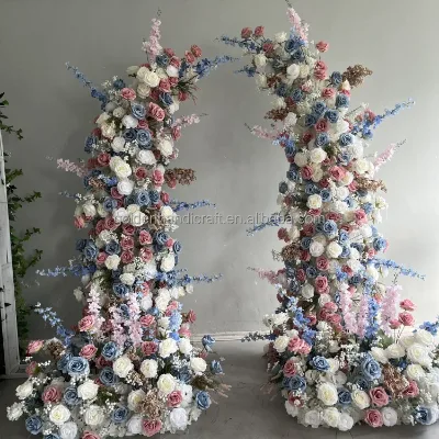Customized Dusty Pink Blue Flower Arch Wedding Decorative Silk Flowers Party Proposal Background Decoration